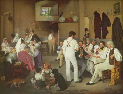 Danish artists at the Osteria la Gonsola, Rome, 1837 by Ditlev Conrad Blunck